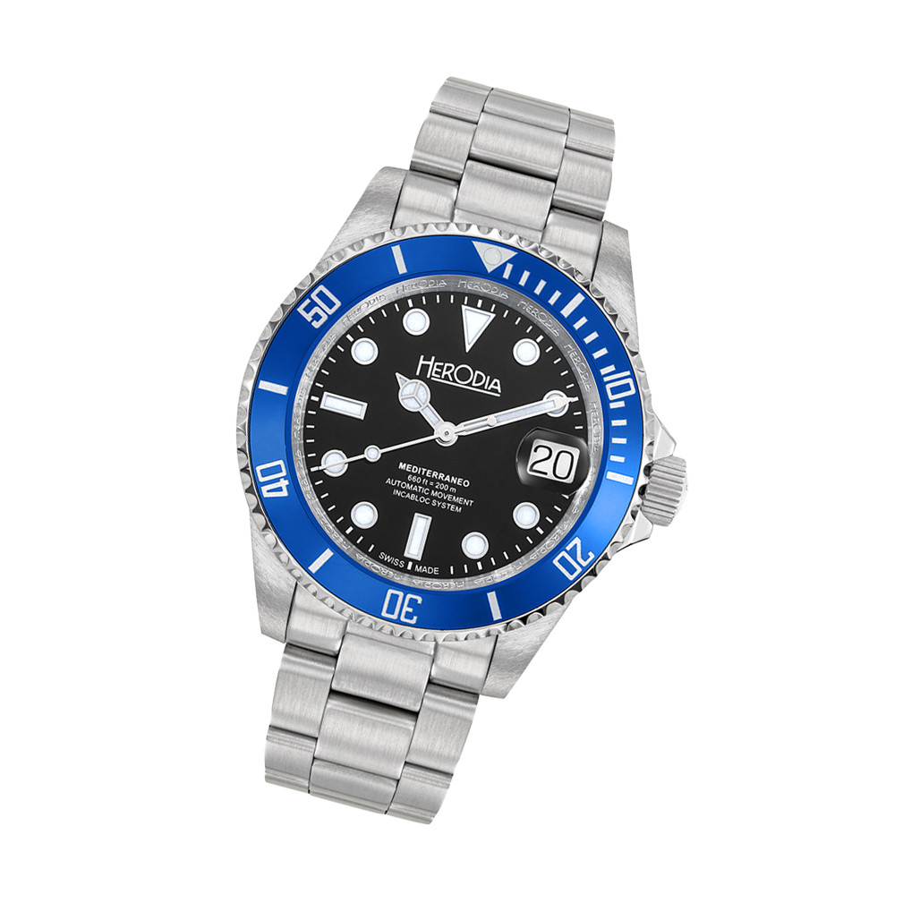 Herodia Mediterraneo Swiss Automatic Dive watch with Black Dial