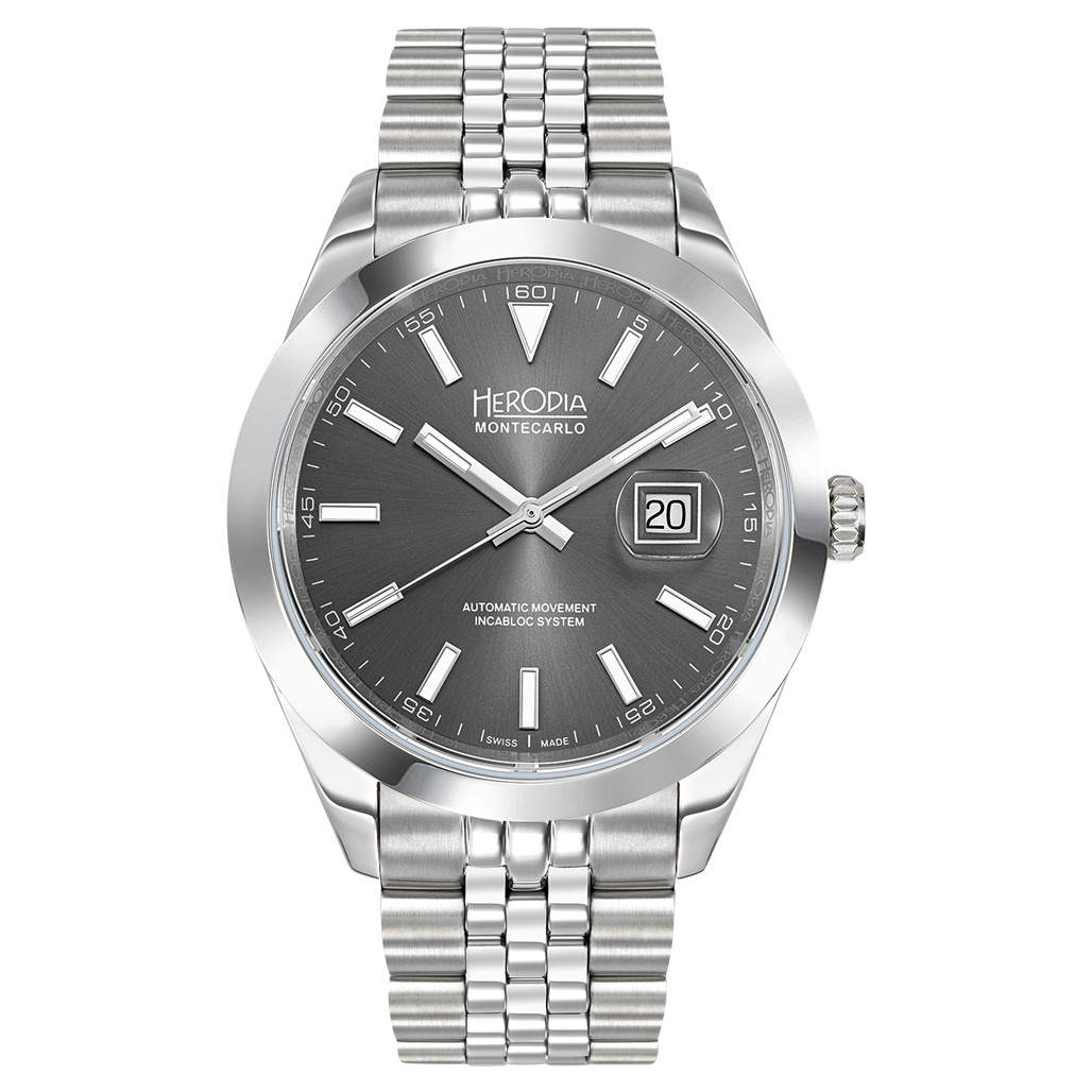 Herodia Monte Carlo Swiss Watch with Sunburst Anthracite Dial