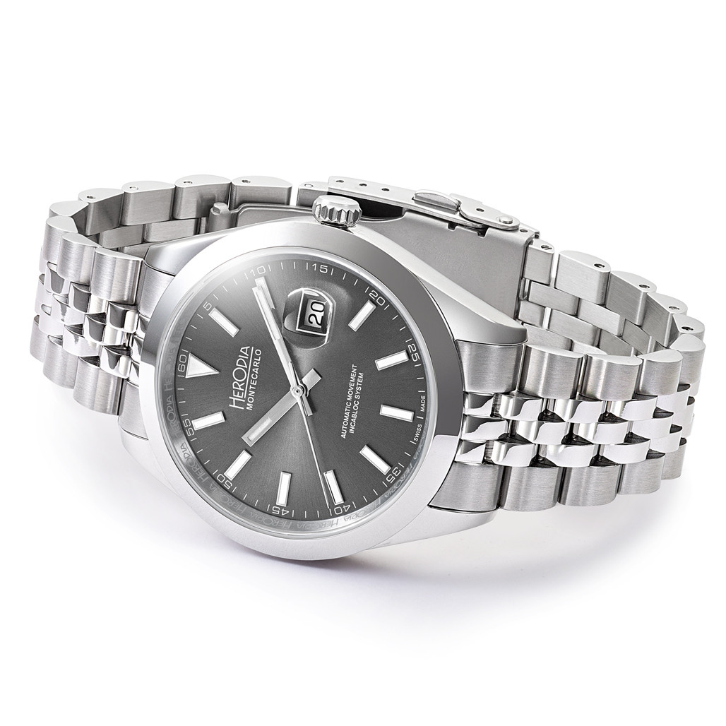 Herodia Monte Carlo Swiss Watch with Sunburst Anthracite Dial