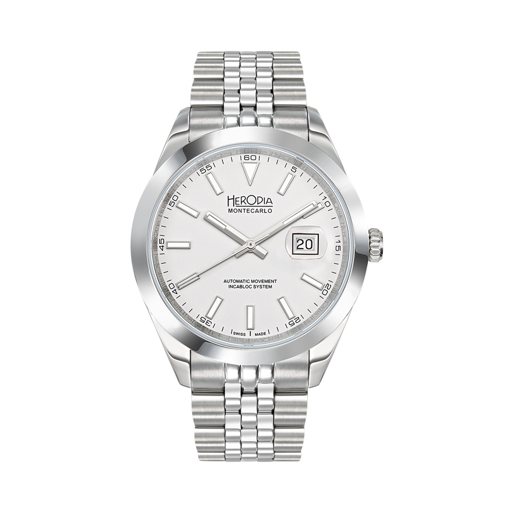 Herodia Monte Carlo Swiss Watch with Porcelain White Dial