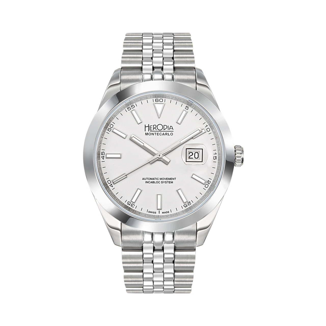 Herodia Monte Carlo Swiss Watch with Porcelain White Dial