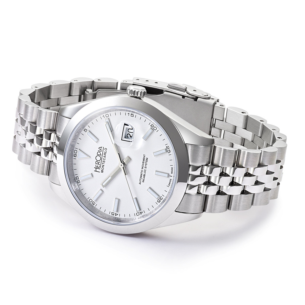 Herodia Monte Carlo Swiss Watch with Porcelain White Dial