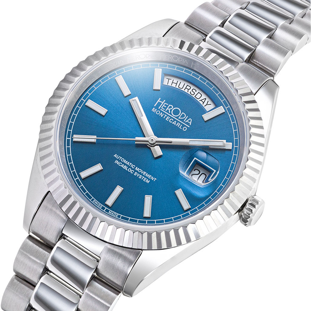 Herodia Monte Carlo Full Day Swiss Watch with Radiant Blue Dial