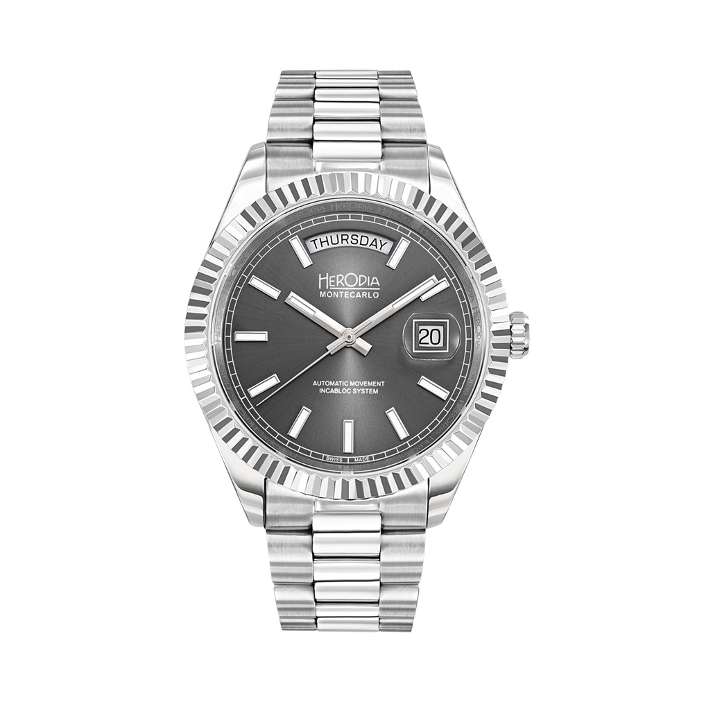 モンテカルロ Herodia Monte Carlo Full Day Swiss Watch with Sunburst Anthracite