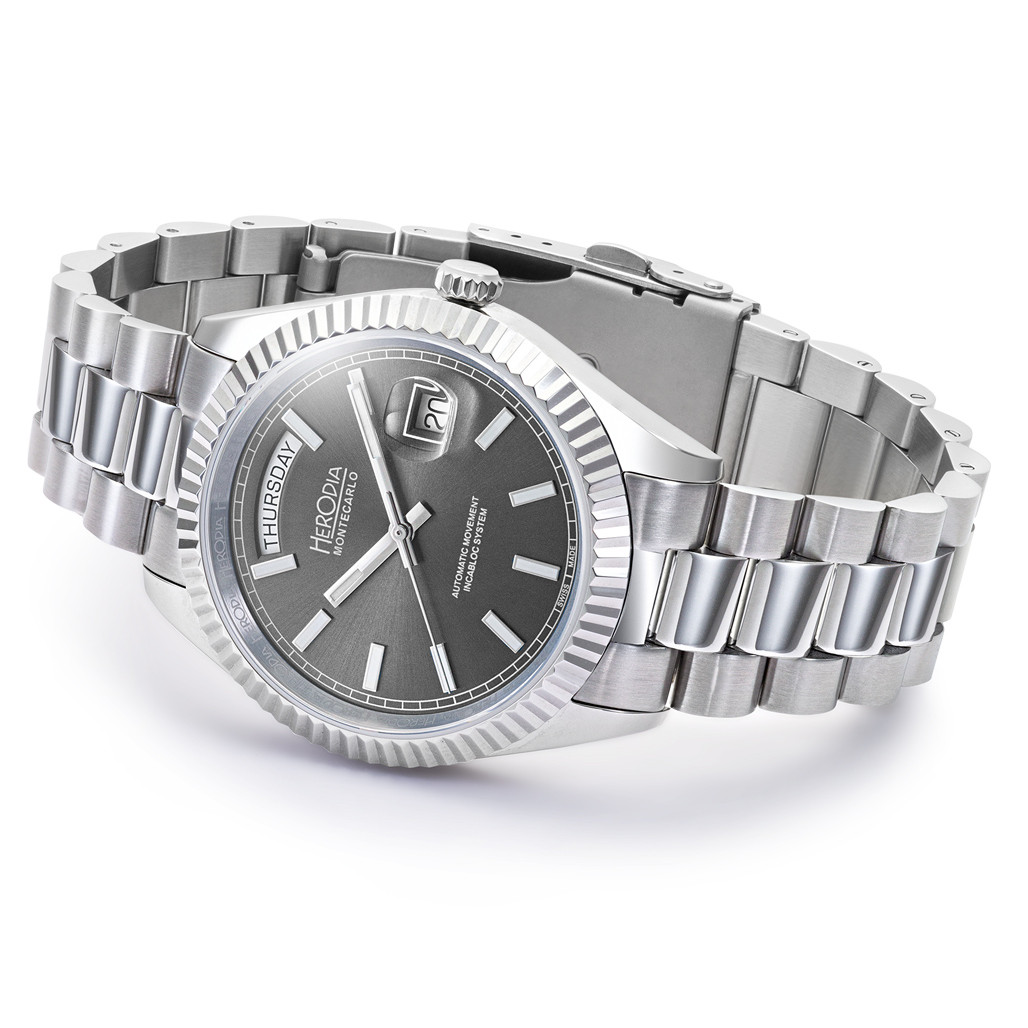 Herodia Monte Carlo Full Day Swiss Watch with Sunburst Anthracite