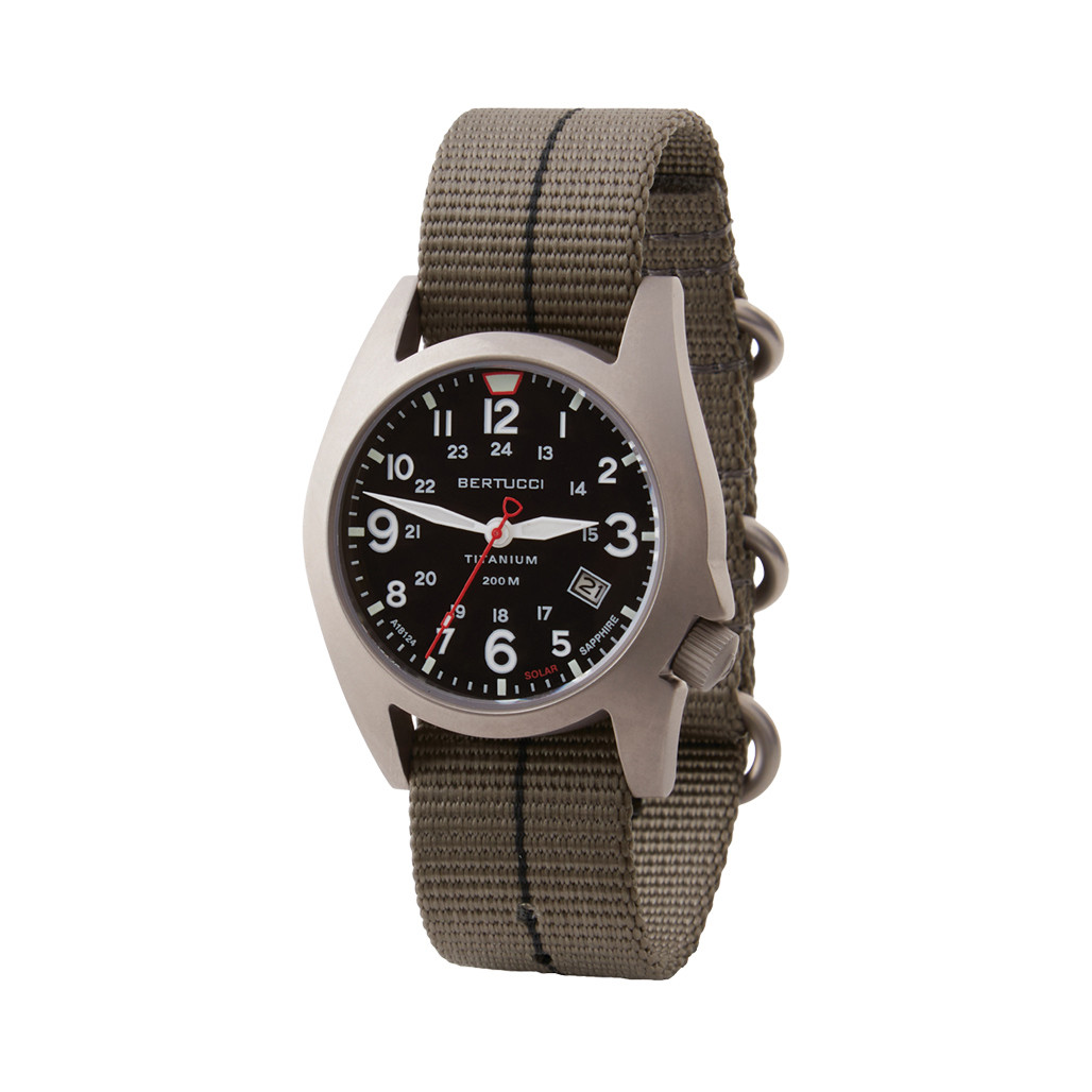 Bertucci A-7T Retrospec Solar Titanium Field Watch with Ghost Grey