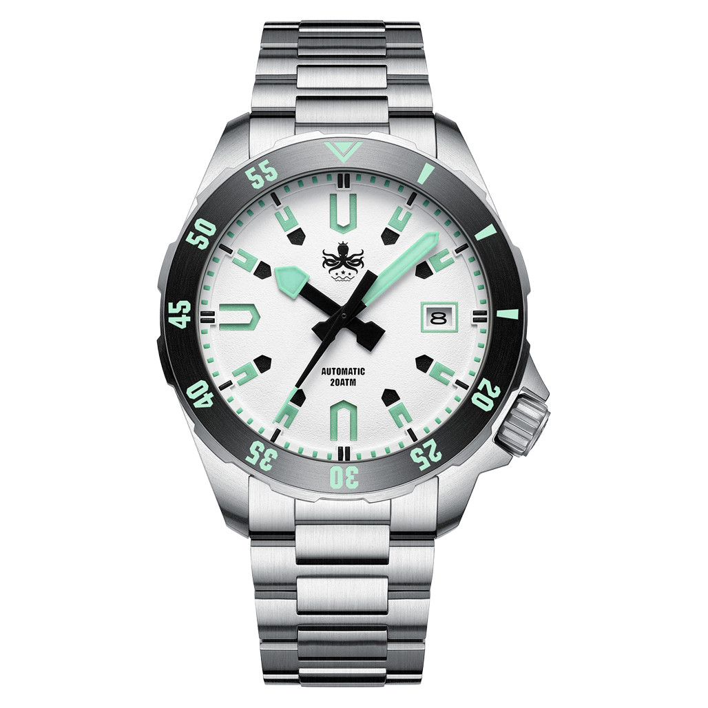 PHOIBOS APOLLO 200M Automatic Diver With Matte White Dial #PY056E