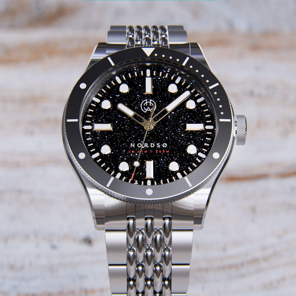 Henry Archer Nordso Aventurine Automatic Watch with Raven Dial