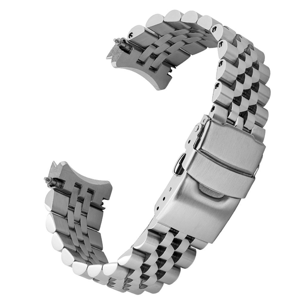 PRY GROUND シュウト011-PLATE-BRACELET Islander 21mm Brushed and Polished Solid-Link Bracelet for Seiko