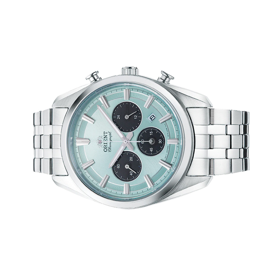 おら Orient TX03 Solar Quartz Chronograph Diver Watch with Ice Blue
