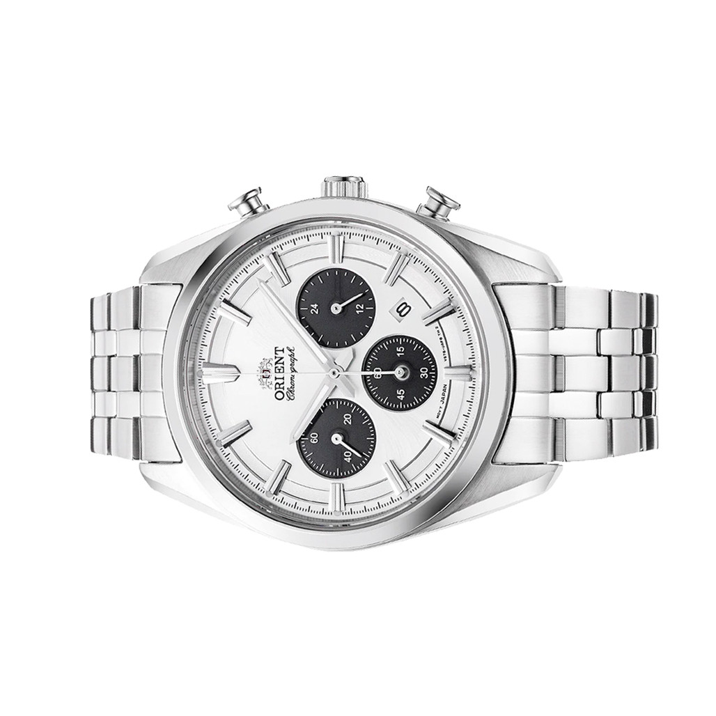 Orient TX03 Solar Quartz Chronograph Diver Watch with White Dial