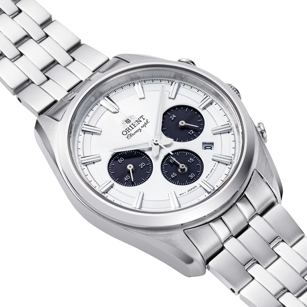 Orient TX03 Solar Quartz Chronograph Diver Watch with White Dial