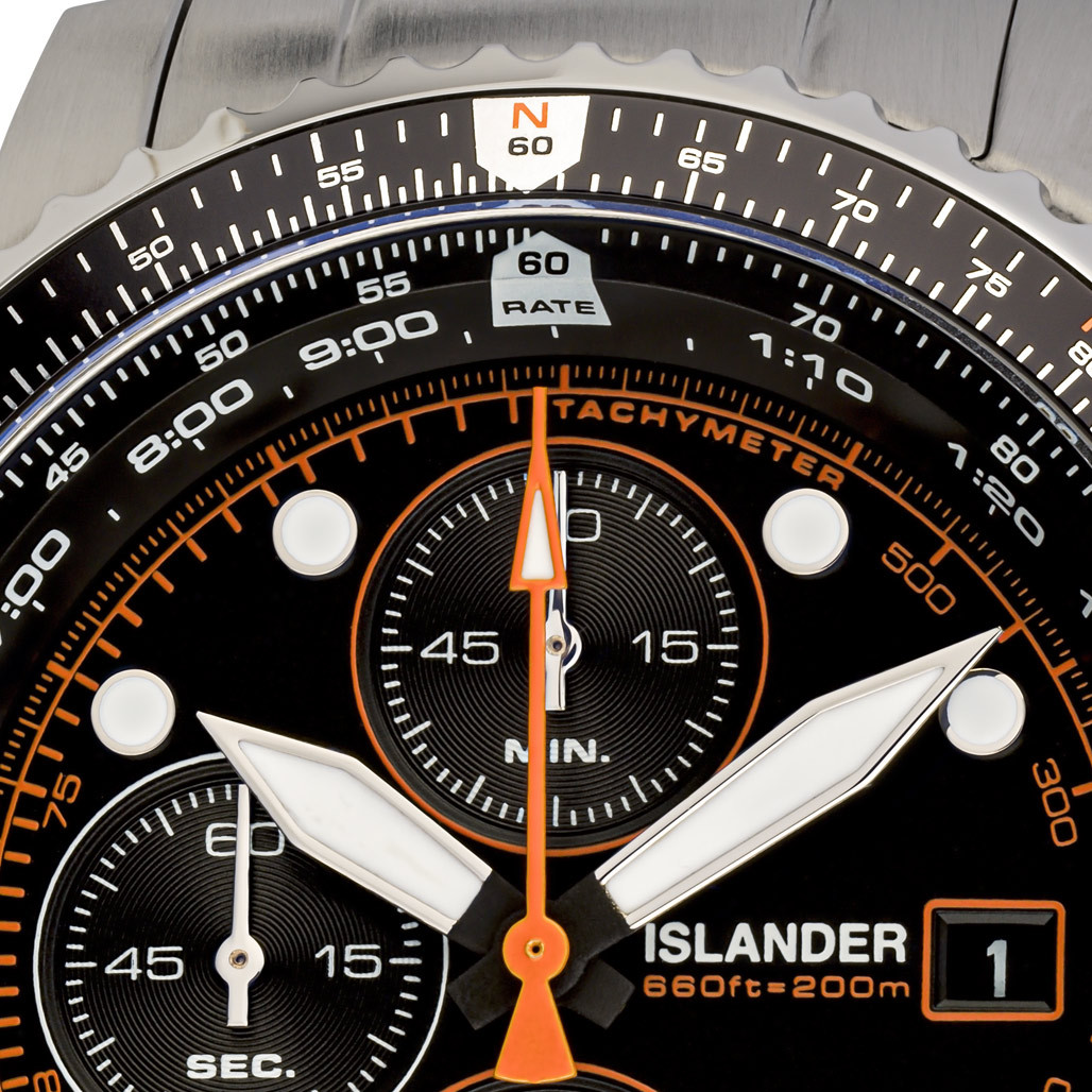 Islander Calverton Flight Chronograph Alarm Watch with Black Dial