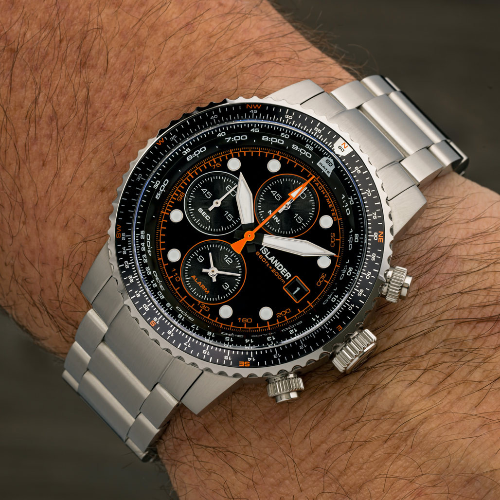 Islander Calverton Flight Chronograph Alarm Watch with Black Dial