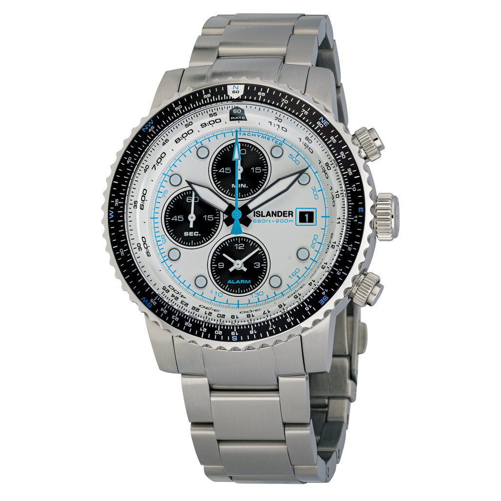 Islander Calverton Flight Chronograph Alarm Watch with White Dial