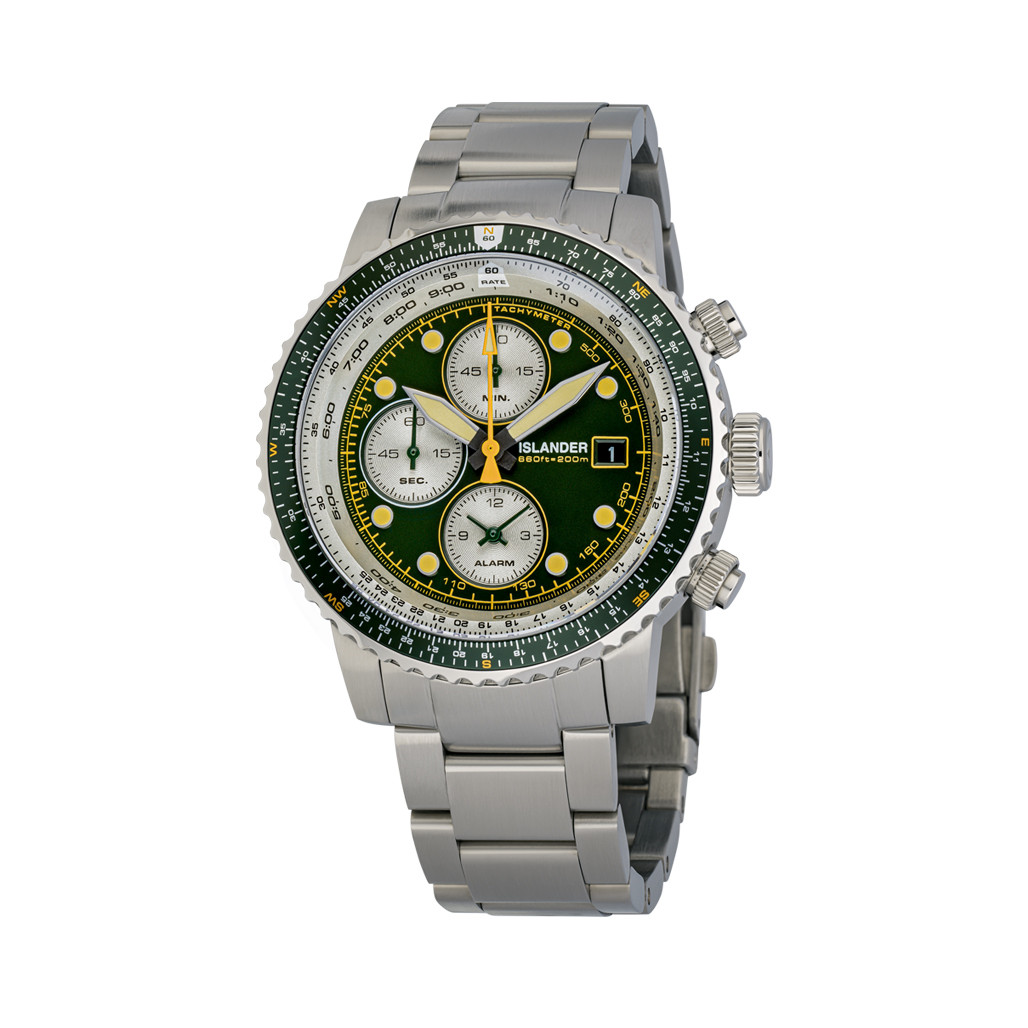 Islander Calverton Flight Chronograph Alarm Watch with Green Dial
