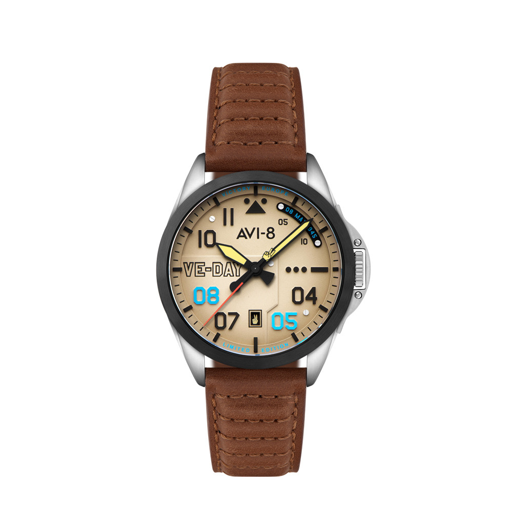 AVI-8 P-51 Mustang Patriot VE-Day 80th LE Victory Cream Watch #AV