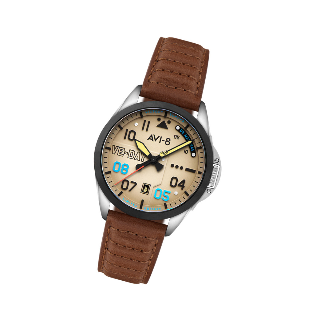AVI-8 P-51 Mustang Patriot VE-Day 80th LE Victory Cream Watch #AV