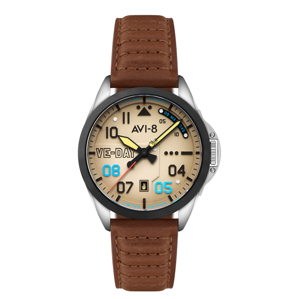 AVI-8 P-51 Mustang Patriot VE-Day 80th LE Victory Cream Watch #AV
