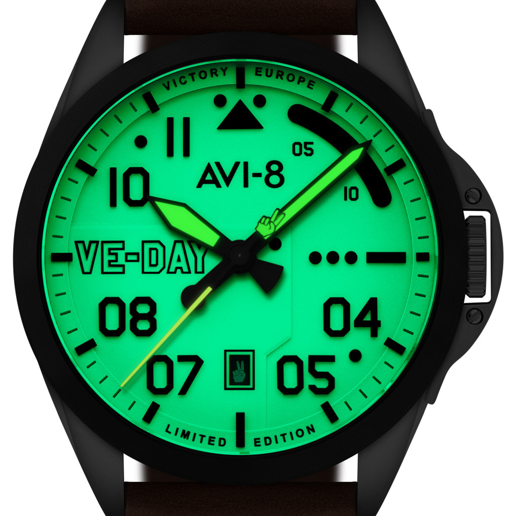 AVI-8 P-51 Mustang Patriot VE-Day 80th LE Victory Cream Watch #AV