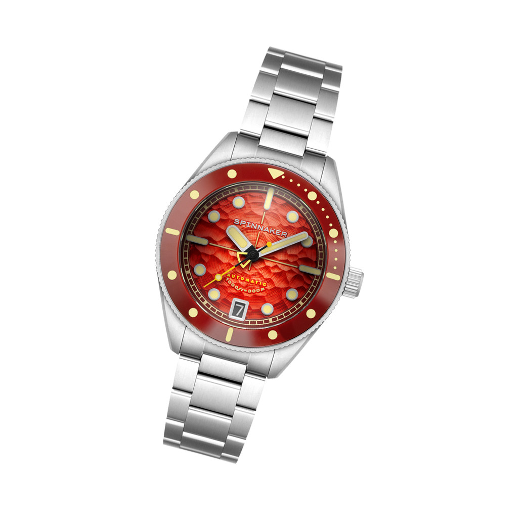 Spinnaker Challenger Automatic 300 Meter Fiery Red Dive Watch #SP