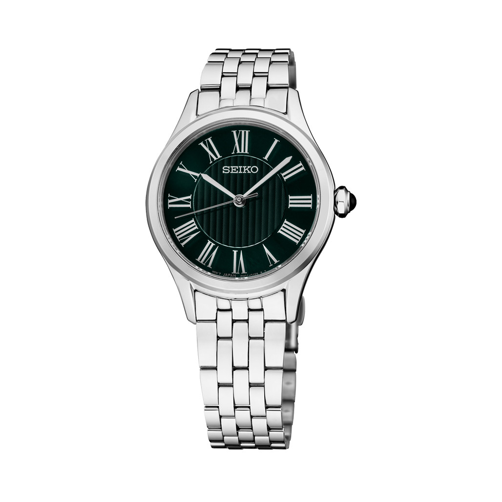 Seiko Essentials Lady's Roman Numeral Watch with Green Dial #SUR611
