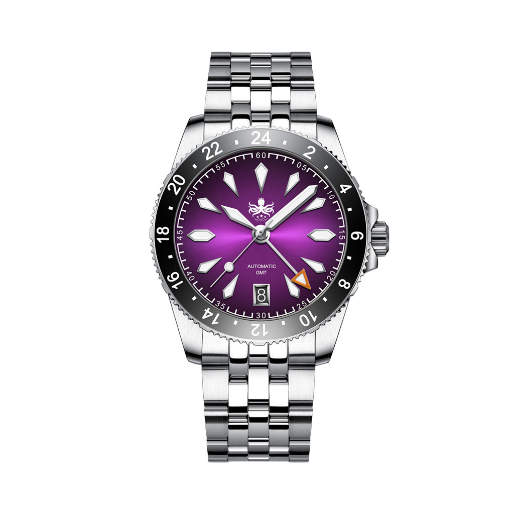 PHOIBOS Voyager GMT 100M Automatic Diver Watch PY058E Royal Purple PHOIBOS Voyager GMT 100M Automatic Diver Watch PY058E Royal Purple