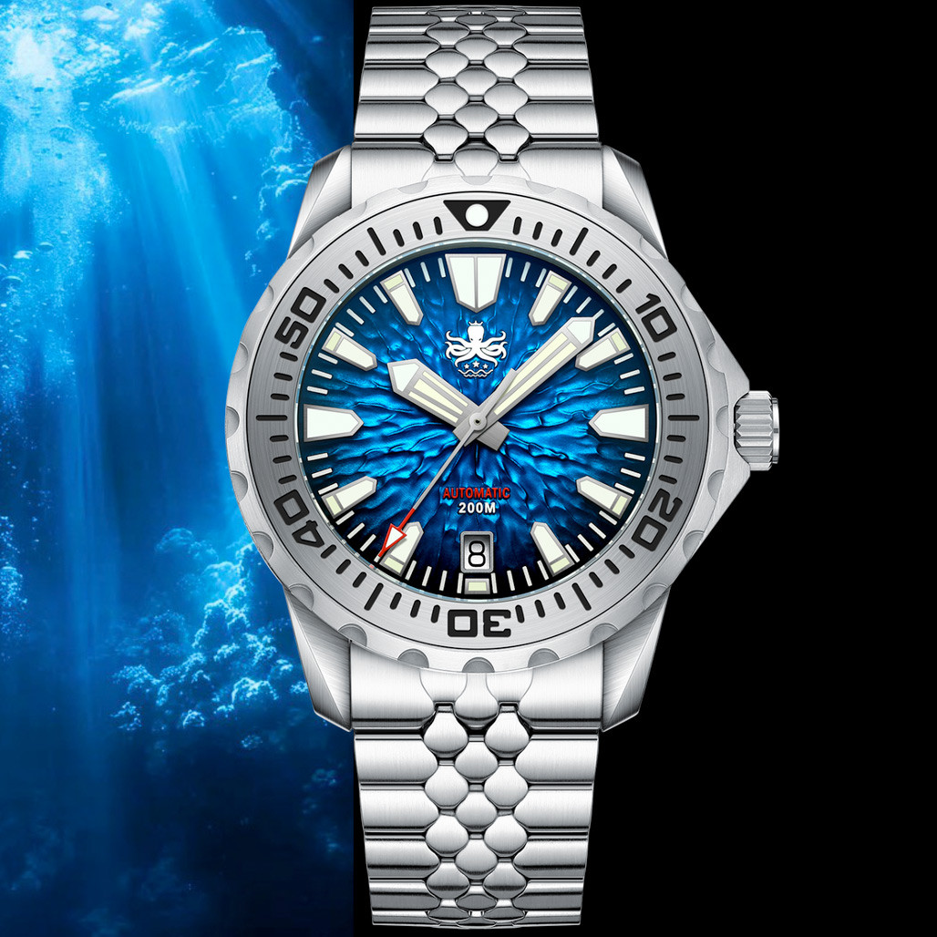 PHOIBOS KRAKEN 200M Automatic Dive Watch with Reef Blue Dial #PY059B