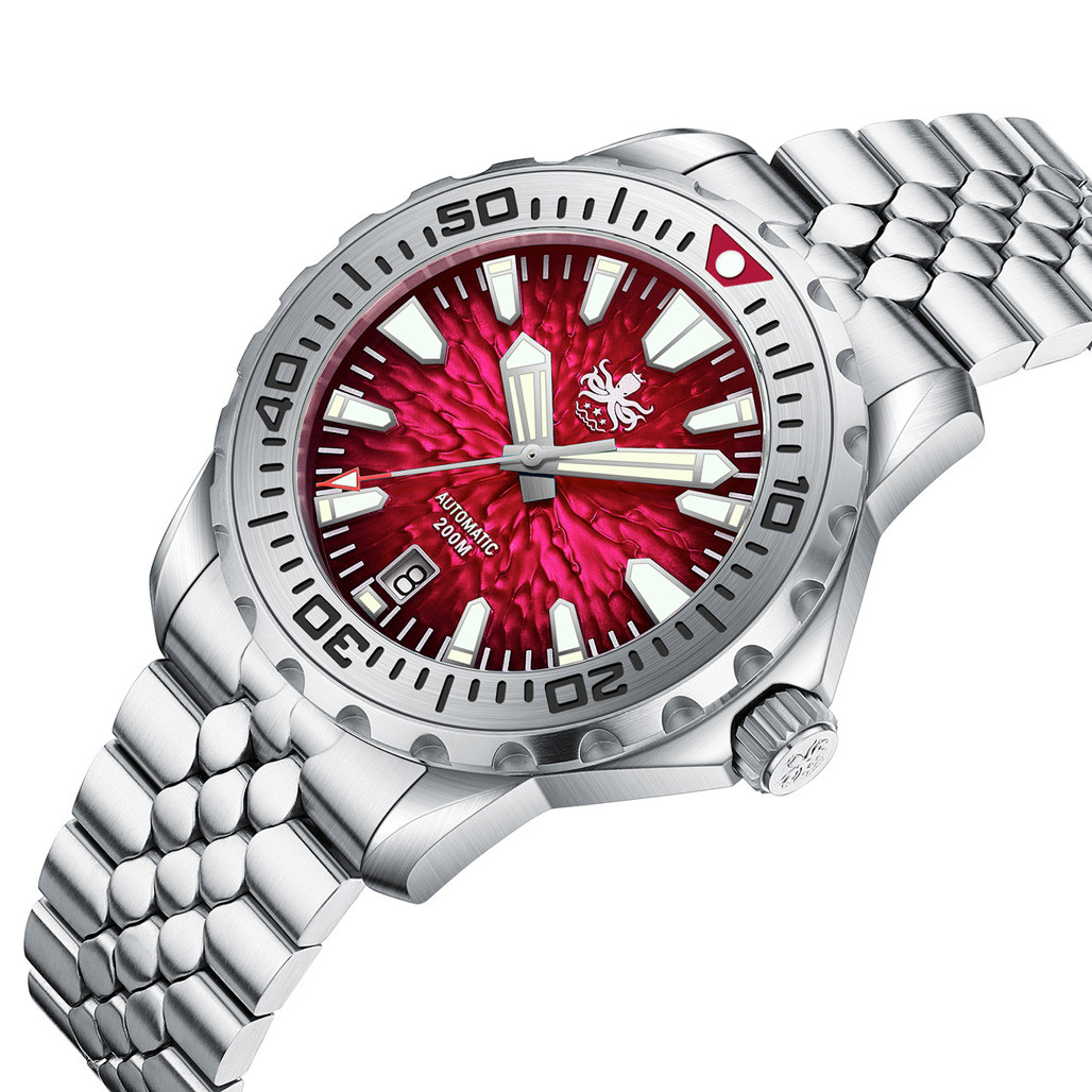 PHOIBOS KRAKEN Automatic Dive Watch with Lava Red Dial #PY059E
