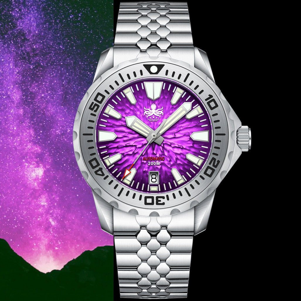 PHOIBOS KRAKEN Automatic Dive Watch with Midnight Purple Dial #PY059H