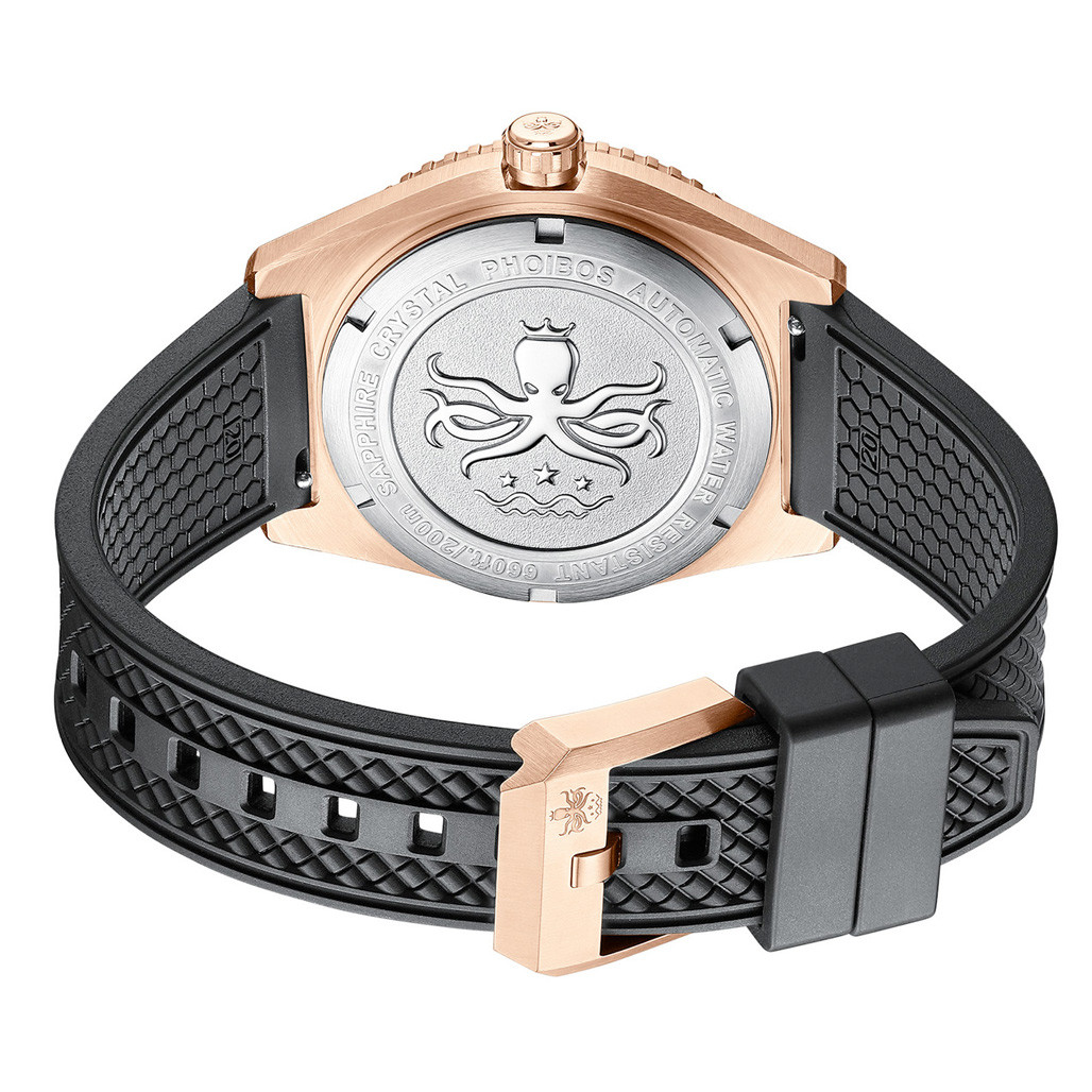 PHOIBOS Argo Bronze Automatic Dive Watch with Spiral Sunray Blue