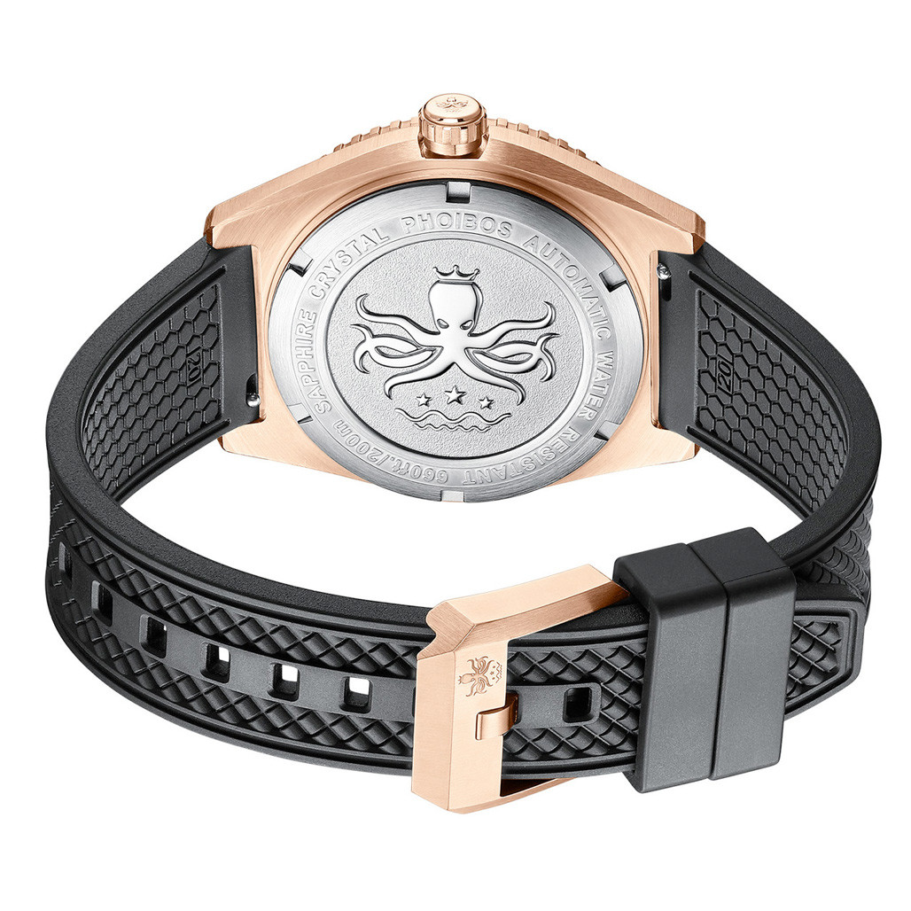 PHOIBOS Argo Bronze Automatic Dive Watch with Spiral Sunray Red