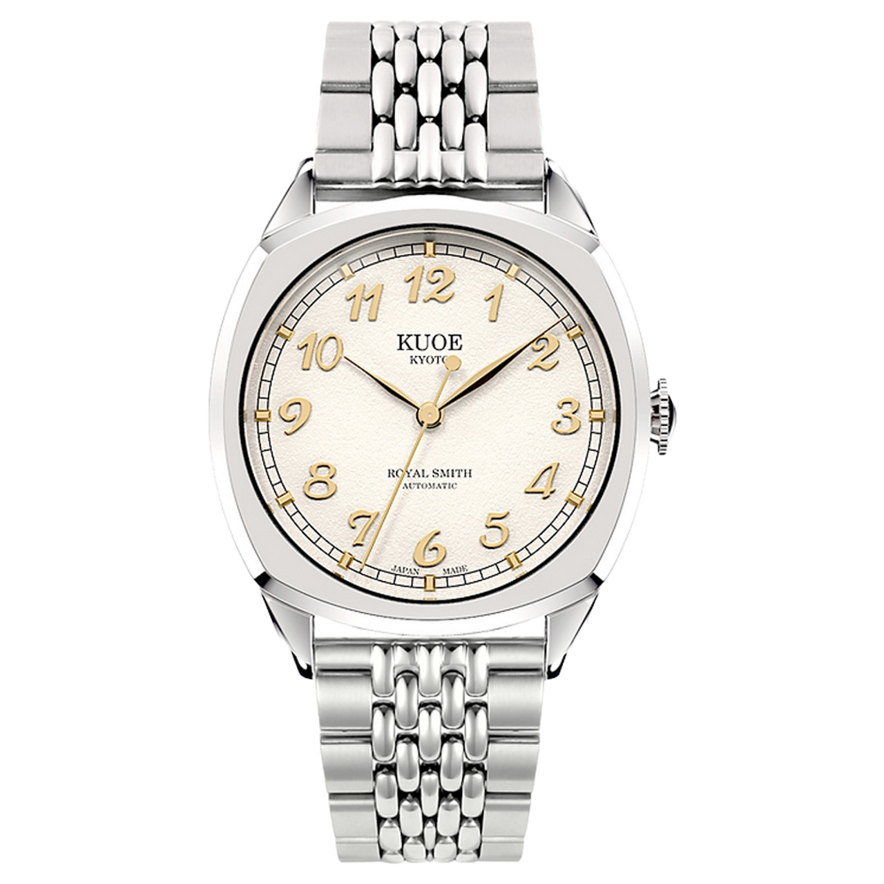 KUOE Royal Smith 90-008 Silver 34mm Dress Watch with Ivory
