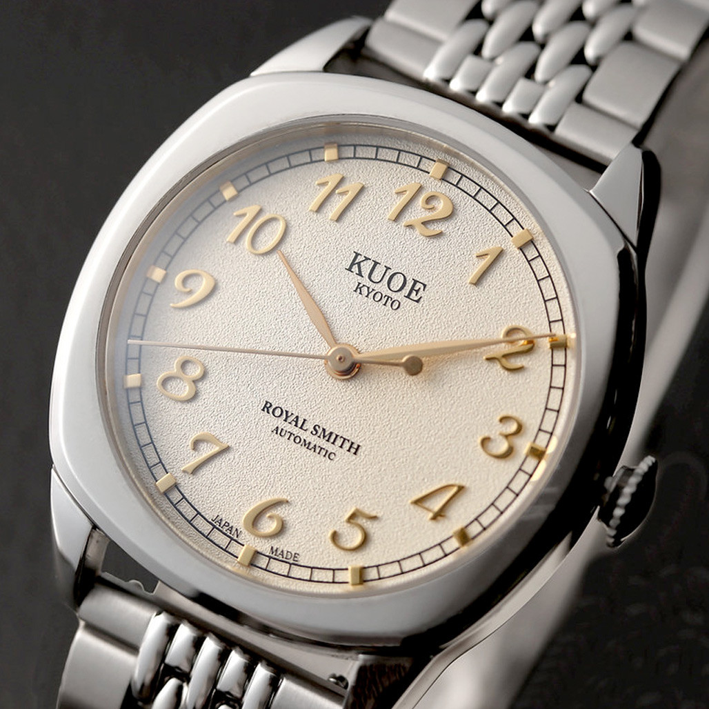 KUOE Royal Smith 90-008 Silver 34mm Dress Watch with Ivory Dial