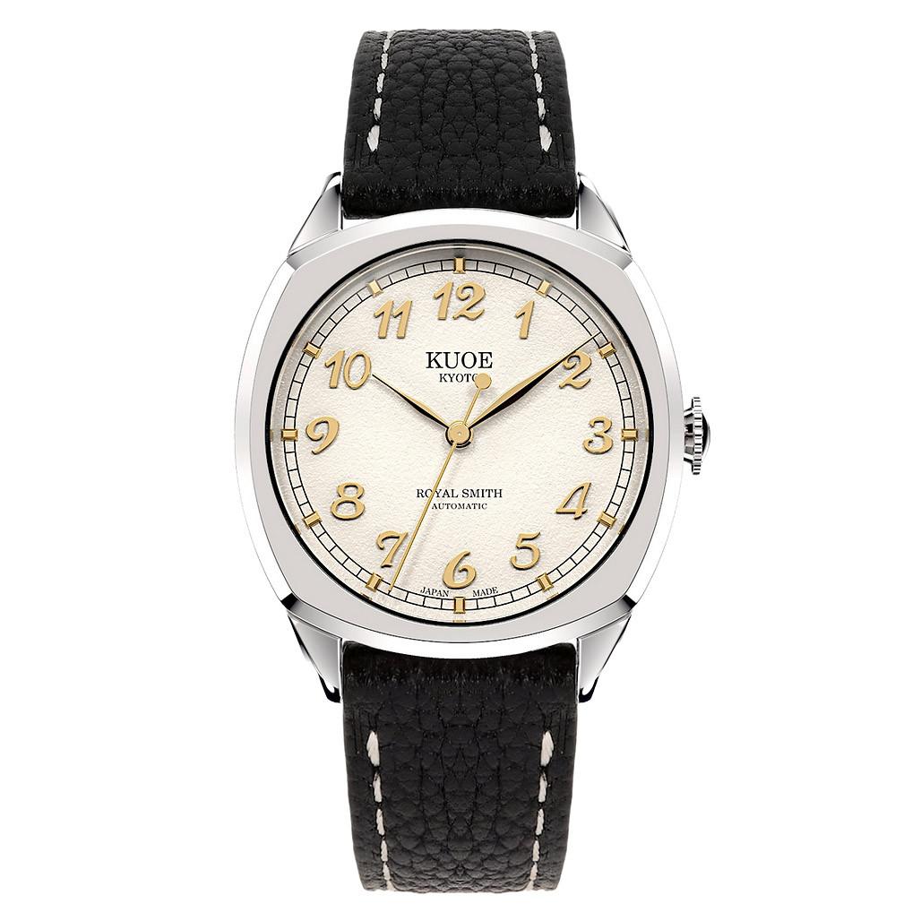 KUOE Royal Smith 90-008 Silver 34mm Dress Watch with Ivory Dial