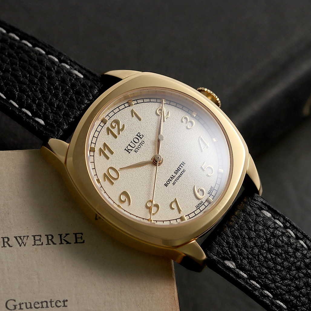 KUOE Royal Smith 90-008 Goldtone 34mm Dress Watch with Ivory Dial