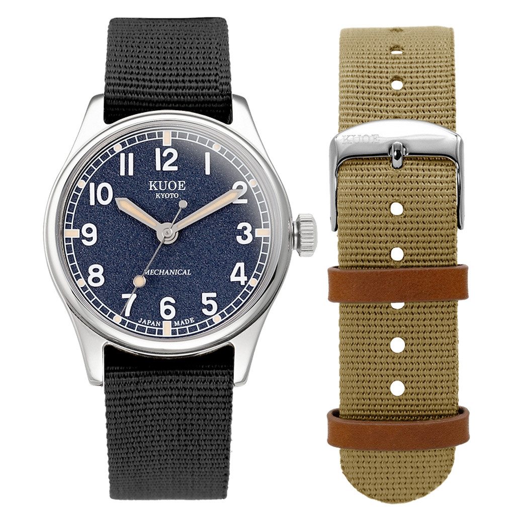 【ほぼ完品】　90s NATO international KUOE Old Smith 90-002 Automatic 35mm Watch with Navy Dial #OS90002