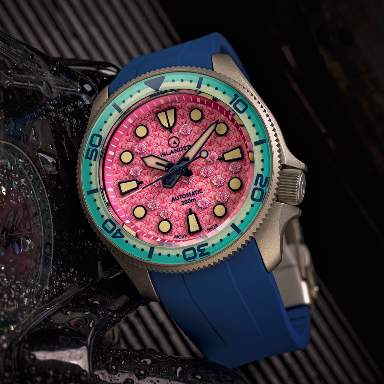 Islander Sands Point Titanium Diver with Pink Shell Dial
