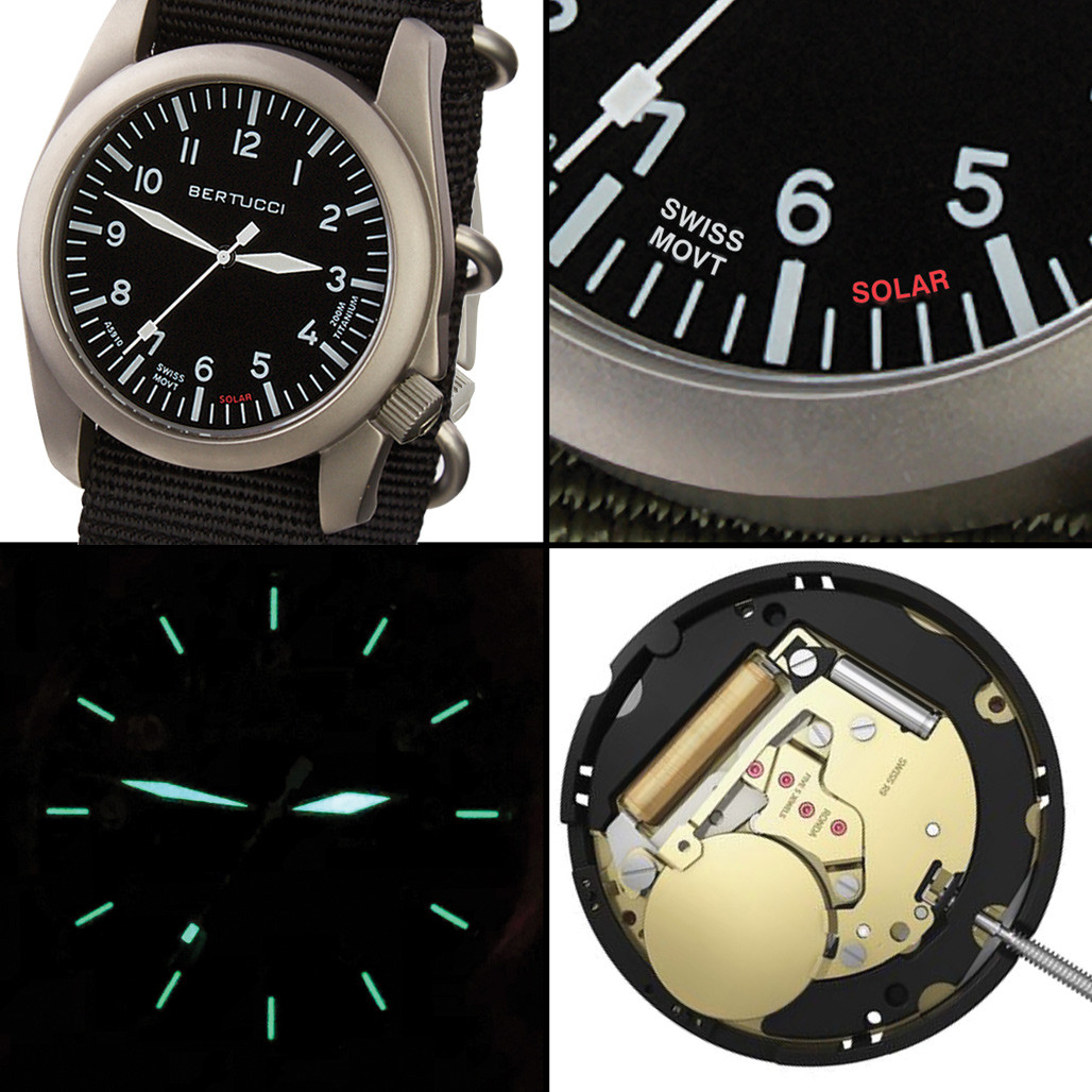 Bertucci A-4TS AERO Solar Black Dial Watch #13900
