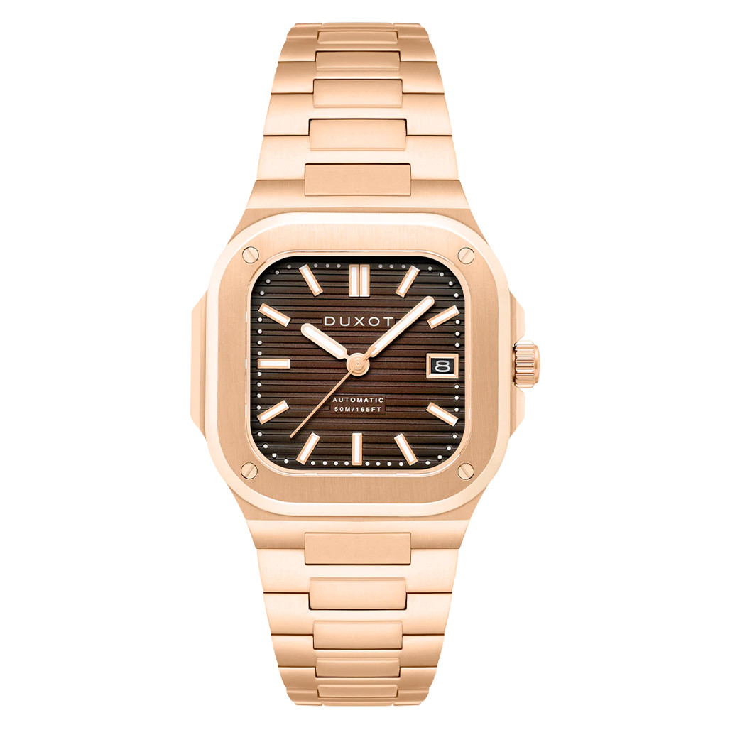 Duxot Quadrata Automatic in Walnut Brown #DX-2073-55