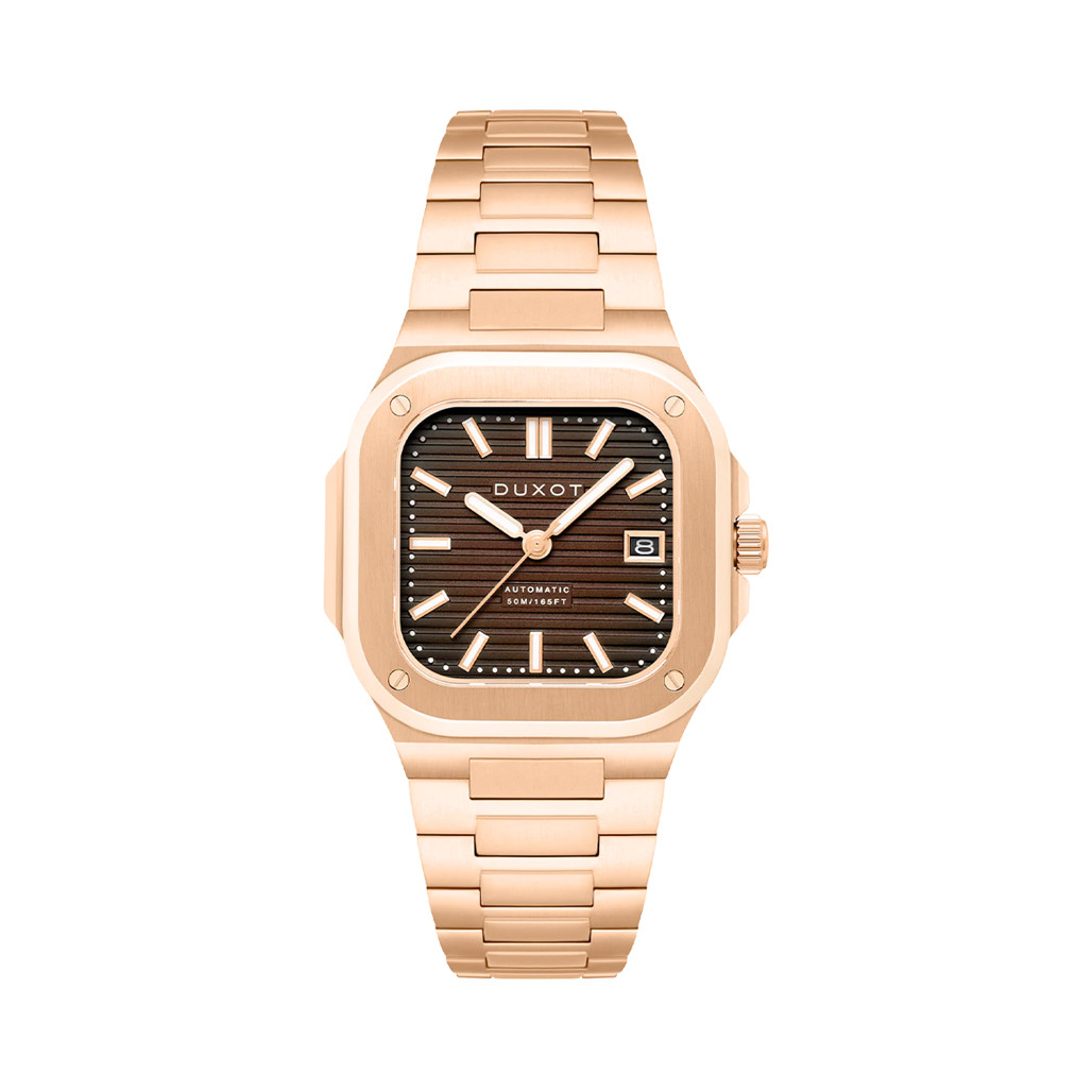 Duxot Quadrata Automatic in Walnut Brown #DX-2073-55