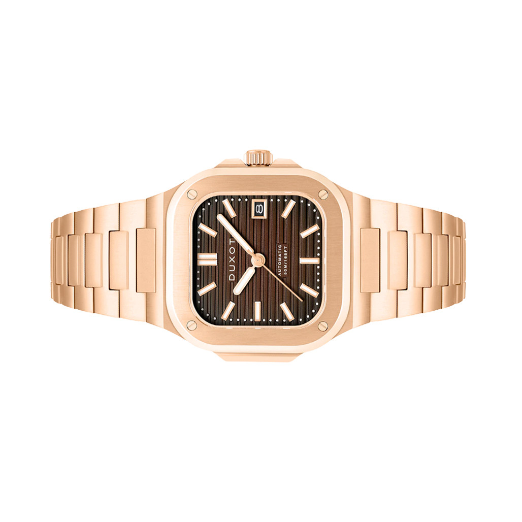 Duxot Quadrata Automatic in Walnut Brown #DX-2073-55