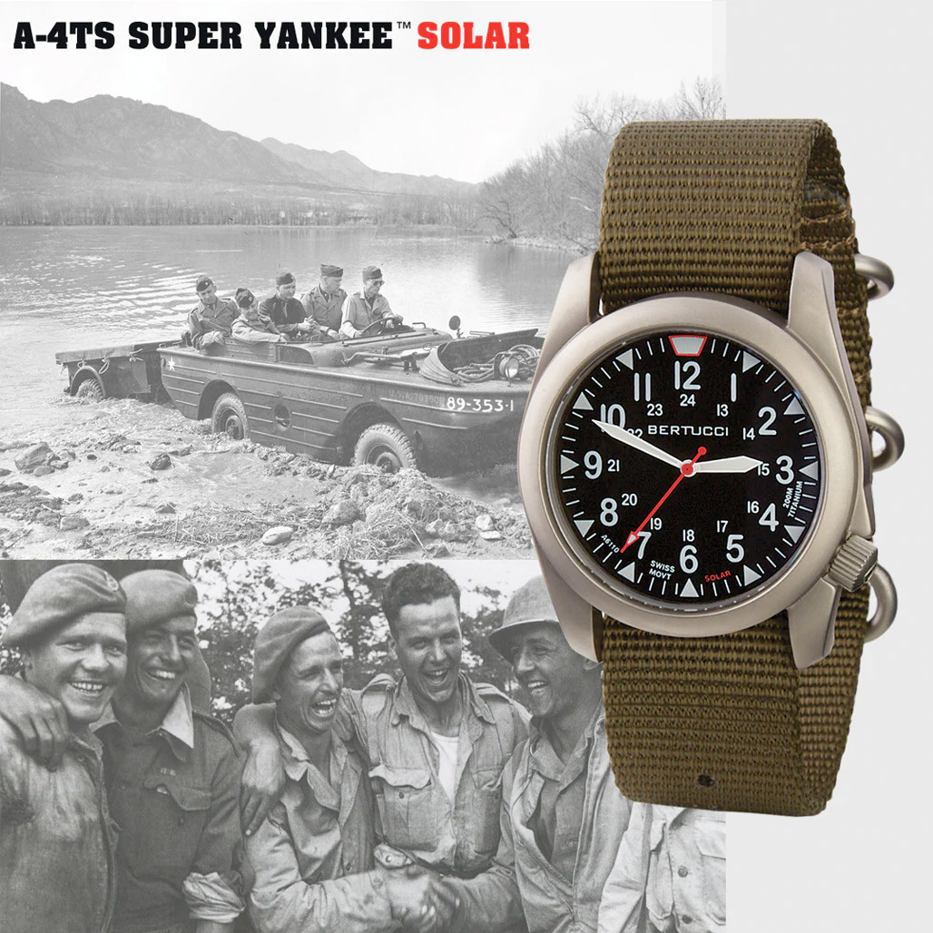 Bertucci A-4TS Super Yankee Solar with Black Dial and Olive Strap