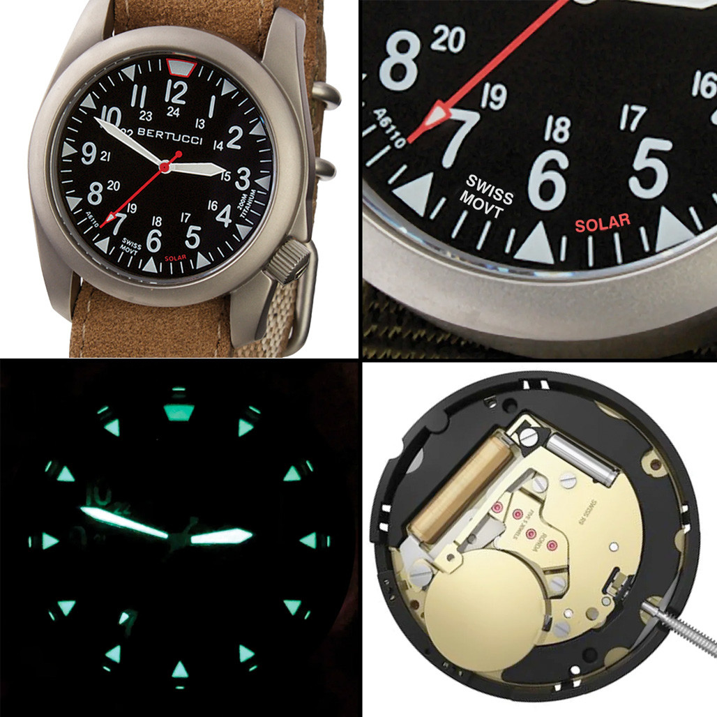 Bertucci A-4TS Super Yankee Solar with Black Dial and Leather