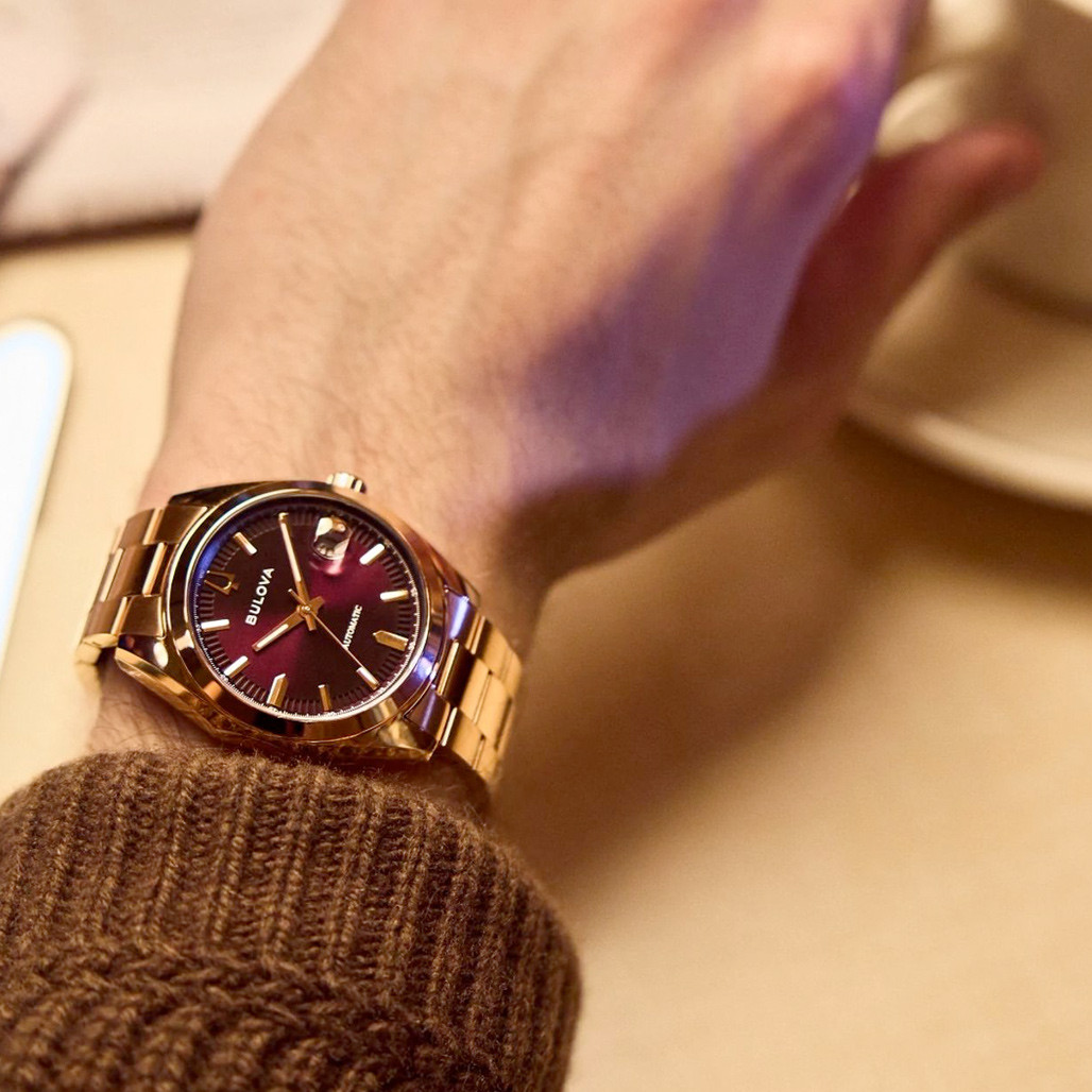 Bulova Surveyor Rose Gold-Tone With Purple Dial #97B234