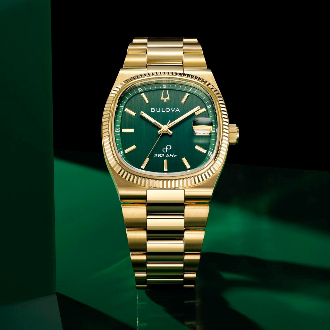 Bulova Super Seville Gold-Tone With Green Dial #97B237
