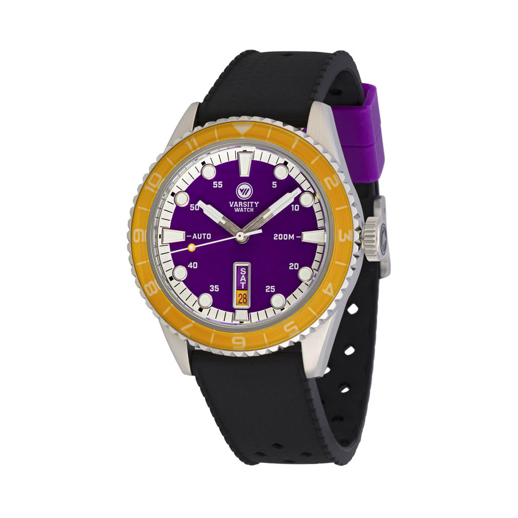 Varsity Automatic Watch with Purple Dial and Yellow Accents #VW-07