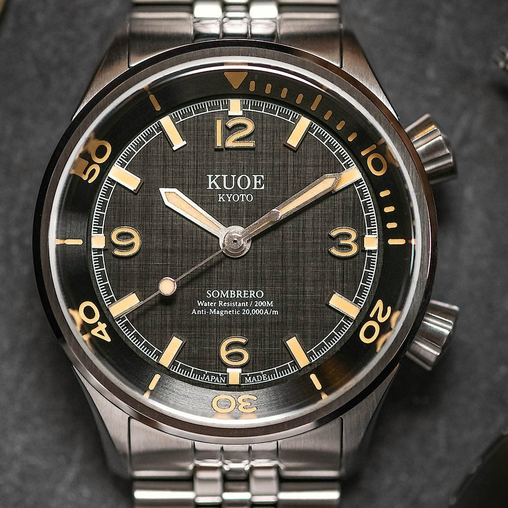 KUOE Sombrero 90-011 Black Linen Textured Dial Watch #SM90011-BK-JUB