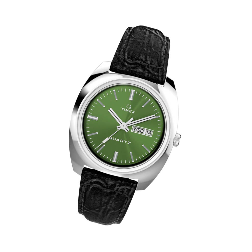 ORP828V イタリア製置時計 グリーンマーブル Timex Q Timex 1978 Day Date 37.5mm Leather Strap Watch #TW2W44700