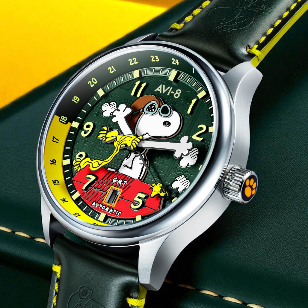 AVI-8 x Peanuts Snoopy Flying Ace GMT Automatic in Winter Green